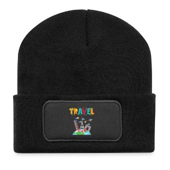 Voyage - Idée cadeau pour les amoureux des voyages - Beanie recyclé à patch - noir - Devant