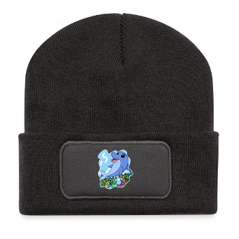 Dauphin - mammifères animaux marins environnement de conservation de la nature - Beanie recyclé à patch - charbon - Devant