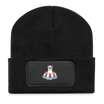 Eisbär Motiv - Recycelte Patch Beanie - Schwarz - Vorne