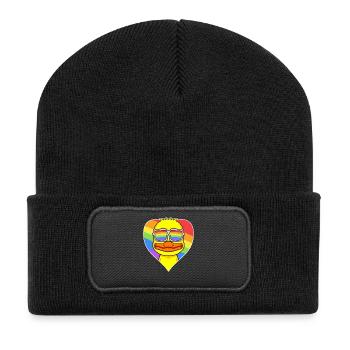 Gay Animal Duck Rainbow Heart - Beanie recyclé à patch - noir - Devant