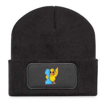1 year old - Enrollment - Duck motif - Winner - Recycled Patch Beanie - dark grey - Front