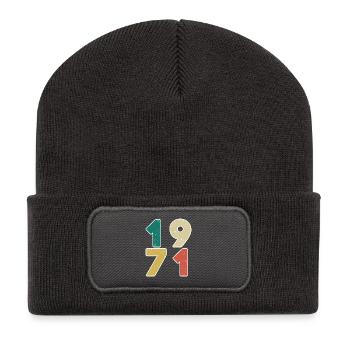 1971 - Jahrgang 1971 - Baujahr 1971 - Recycelte Patch Beanie - Dunkelgrau - Vorne