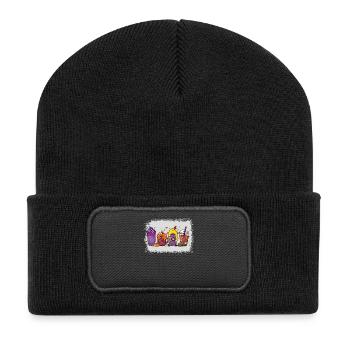 Herbst-heiße-schokolade-tasse Halloween - Recycelte Patch Beanie - Schwarz - Vorne