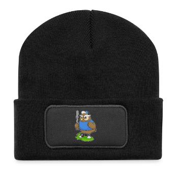 Owl Baseball Baseball Bat - Recycled Patch Beanie - black - Front