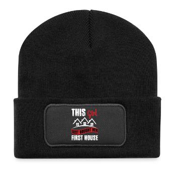 Nouvelle propriétaire Girl vient d’acheter sa première maison - Beanie recyclé à patch - noir - Devant