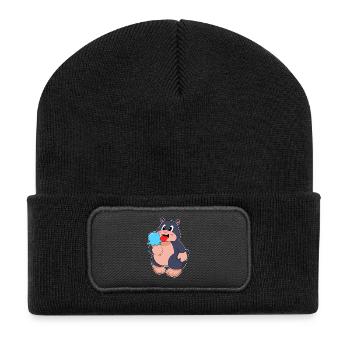 Crème glacée Mole Waffle - Beanie recyclé à patch - noir - Devant