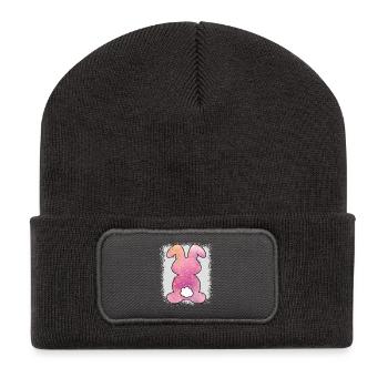Leopard Print Bleached Easter - Recycled Patch Beanie - dark grey - Front