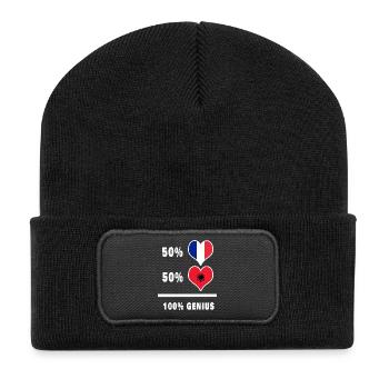 Albanien und Frankreich 100% genial - Recycelte Patch Beanie - Schwarz - Vorne