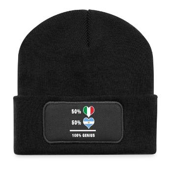Drapeaux 100% géniaux de l’Argentine et de l’Italie - Beanie recyclé à patch - noir - Devant
