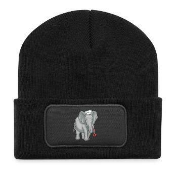 Cuillère cuisinière éléphant - Beanie recyclé à patch - noir - Devant