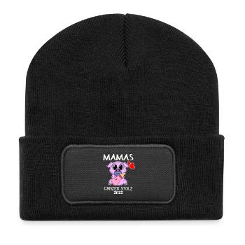Baby 2022 - Geburt Schwanger 2022 - Baby Tochter - Recycelte Patch Beanie - Schwarz - Vorne