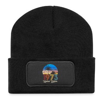 Cadeau d’anniversaire rond Vintage 1973 - Beanie recyclé à patch - noir - Devant