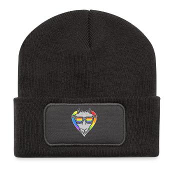 Gay Rainbow Heart Animal Goat - Recycled Patch Beanie - dark grey - Front