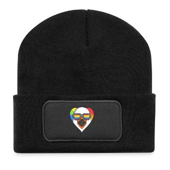 Mouette gay au cœur arc-en-ciel - Beanie recyclé à patch - noir - Devant