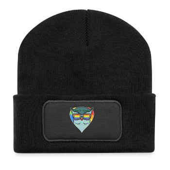 Gay Rainbow Heart Animal Owl - Beanie recyclé à patch - noir - Devant