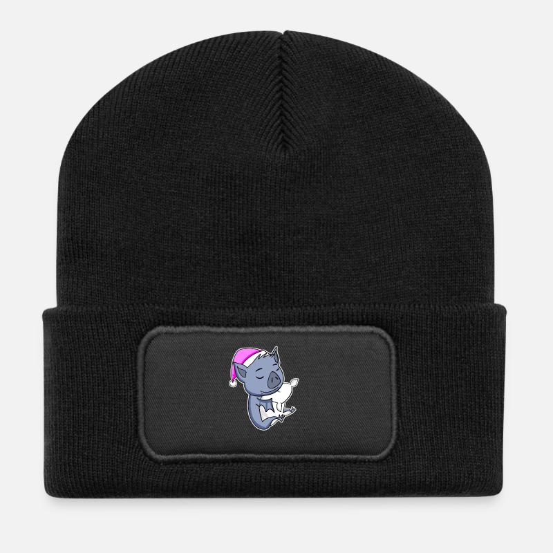 Chauve-souris - Beanie recyclé à patch - noir