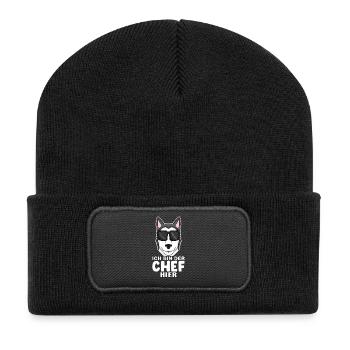 Cool Hund Siberian Husky Chef Spruch - Recycelte Patch Beanie - Schwarz - Vorne