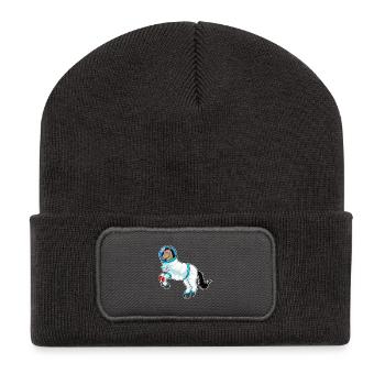 Pferd Astronaut Weltraum - Recycelte Patch Beanie - Dunkelgrau - Vorne