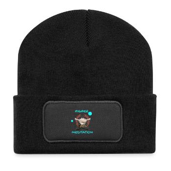 Bouddha de méditation supérieure avec des fleurs - Beanie recyclé à patch - noir - Devant