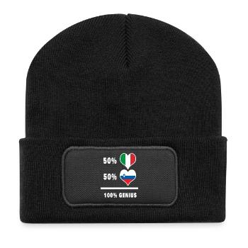 Slovenia and Italy flags 100% genius - Recycled Patch Beanie - black - Front