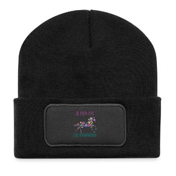 Je peux pas j'ai equitation florale poney cheval - Beanie recyclé à patch - noir - Devant