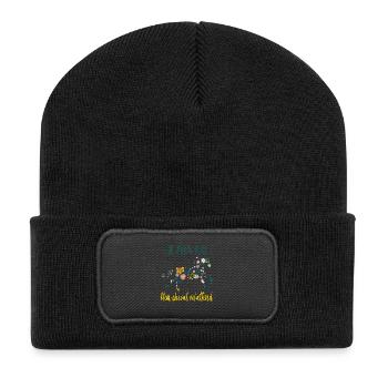 Je peux pas mon cheval m'attend - florale poney - Beanie recyclé à patch - noir - Devant