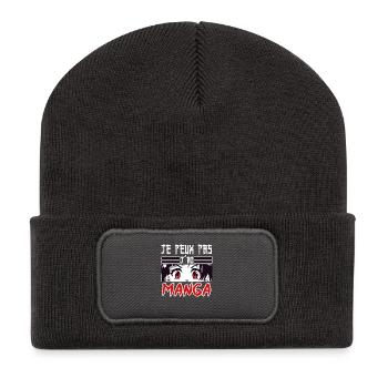 manga japonais - otaku japon desin animé héros - Beanie recyclé à patch - charbon - Devant
