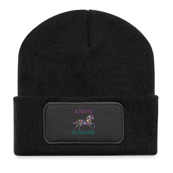 Je peux pas mon cheval m'attend - florale poney - Beanie recyclé à patch - noir - Devant