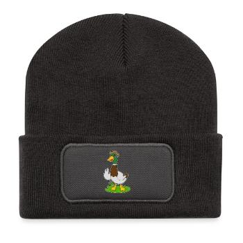 Chapeau de canard - Beanie recyclé à patch - charbon - Devant