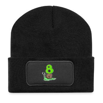 8 Years Old - 8th Birthday with Animal Motif - Recycled Patch Beanie - black - Front