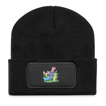 7 ans - 7ème anniversaire avec motif animal - Dino - Beanie recyclé à patch - noir - Devant