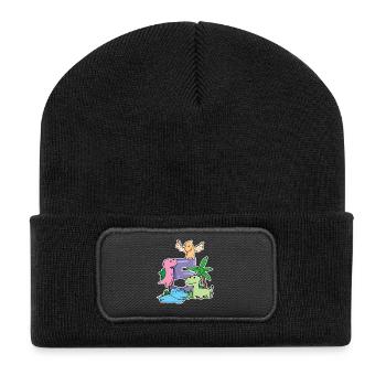 5 Jahre alt - 5. Geburtstag mit Tier Motiv - Recycelte Patch Beanie - Schwarz - Vorne