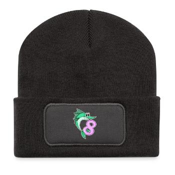 8 Jahre alt - 8. Geburtstag mit Tier Motiv - Recycelte Patch Beanie - Dunkelgrau - Vorne