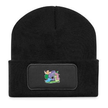 6 ans - 6ème anniversaire avec motif animal - Dino - Beanie recyclé à patch - noir - Devant