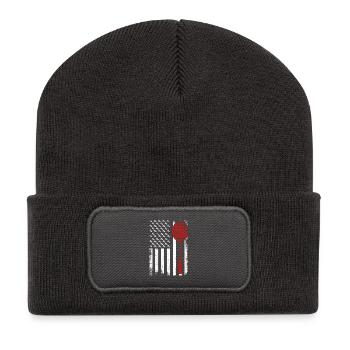 Patriotic badminton player - Recycled Patch Beanie - dark grey - Front