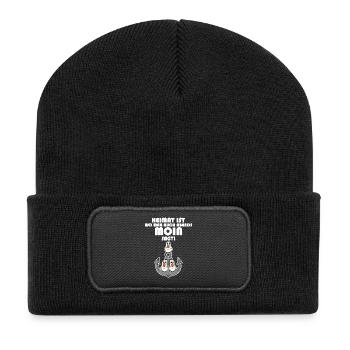 Nordsee Plattdeutsch Spruch Moin Möwe Anker - Recycelte Patch Beanie - Schwarz - Vorne