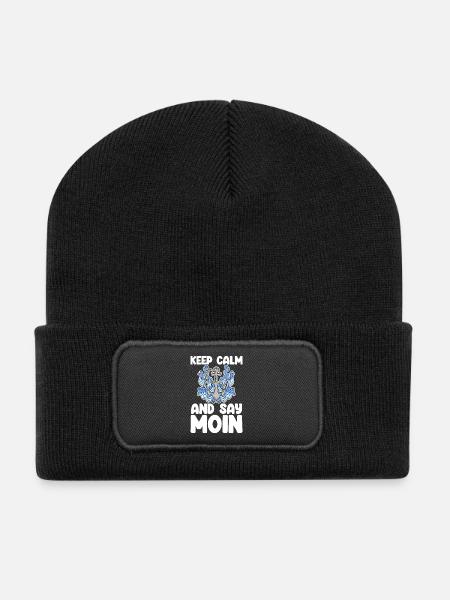 Nordsee Plattdeutsch Spruch Moin - Recycelte Patch Beanie - Schwarz