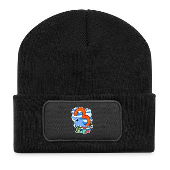 3 ans - 3ème anniversaire avec motif animal - Beanie recyclé à patch - noir - Devant