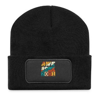 2001 Born Birthday Year of birth vintage - Recycled Patch Beanie - black - Front