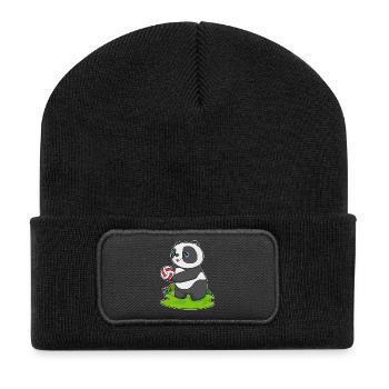 Panda Volleyball Player Volleyball - Recycled Patch Beanie - black - Front