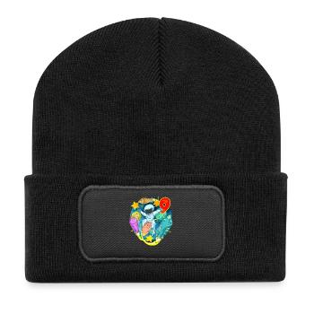 9 Years Birthday Boy Gift - Recycled Patch Beanie - black - Front