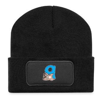 8 Jahre alt - 8. Geburtstag mit Tier Motiv - Hund - Recycelte Patch Beanie - Schwarz - Vorne