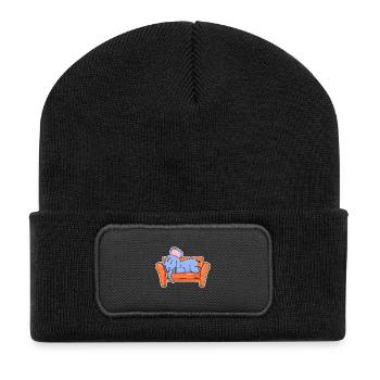Elefant Liegen Niedlich Schlafen Schlaf - Recycelte Patch Beanie - Schwarz - Vorne