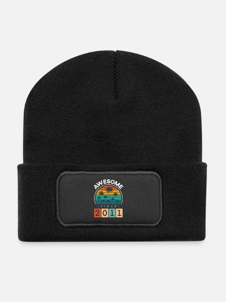 2011 Geboren Geburtstag Geburtsjahr Vintage - Recycelte Patch Beanie - Schwarz