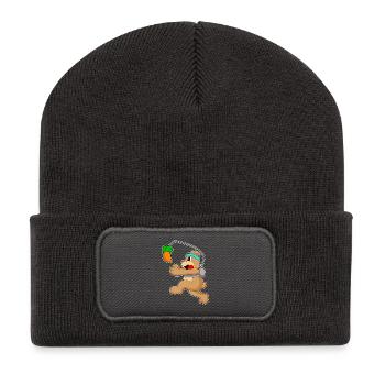 Bär Karotte - Recycelte Patch Beanie - Dunkelgrau - Vorne
