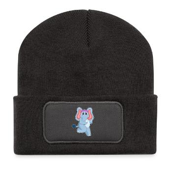 Elefant Jogger Joggen Sport - Recycelte Patch Beanie - Dunkelgrau - Vorne