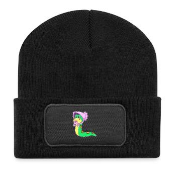 Schlange Baby Schnuller - Recycelte Patch Beanie - Schwarz - Vorne