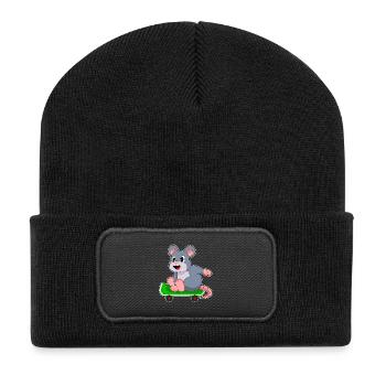 Mouse Skater Skateboard - Beanie recyclé à patch - noir - Devant