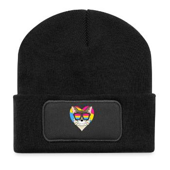 Pansexual Cat Singapura Heart Gift - Recycled Patch Beanie - black - Front