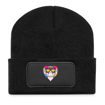 Pansexuell Affe Herz Geschenk - Recycelte Patch Beanie - Schwarz - Vorne